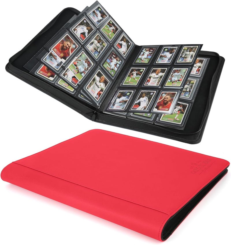 CARDBINDER Toploader Binder,Toploader Hard Cases, 9-Pocket Pages Sleeves Hold up 288 Cards.Toploader Card Binder with Sleeves for “3×4” rigid，Card Holder(red) - Image 1